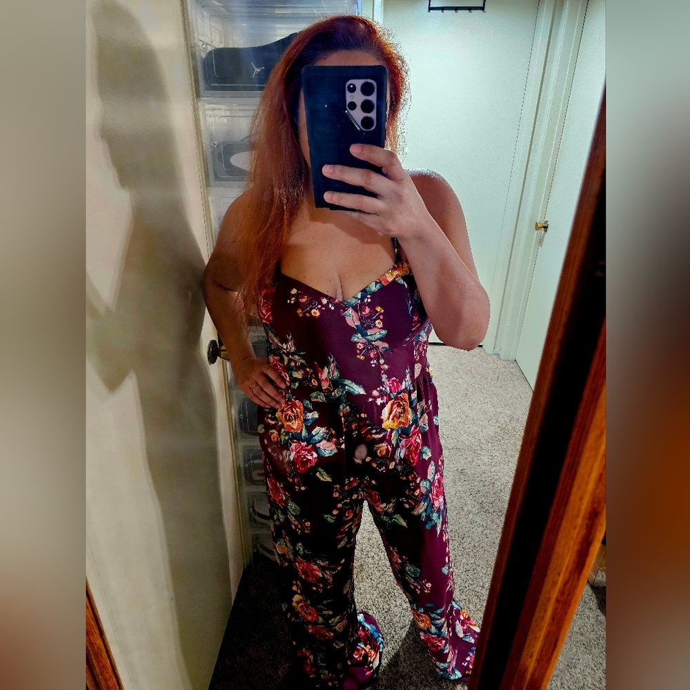 Floral Burgundy Jumpsuit